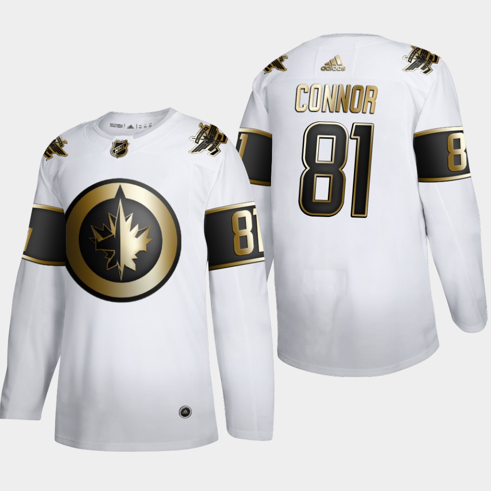 Men Winnipeg Jets 81 Kyle Connor Adidas White Golden Edition Limited Stitched NHL Jersey